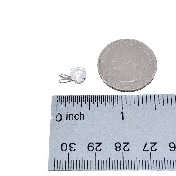 Vintage SU Sterling Silver 925 Cubic Zirconia Pendant - Picture 5 of 6